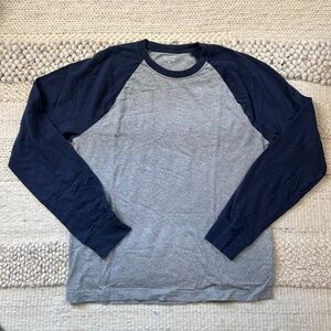 J.Crew 100% Cotton Baseball Tee -  Heather Gray & Navy - Size Medium
